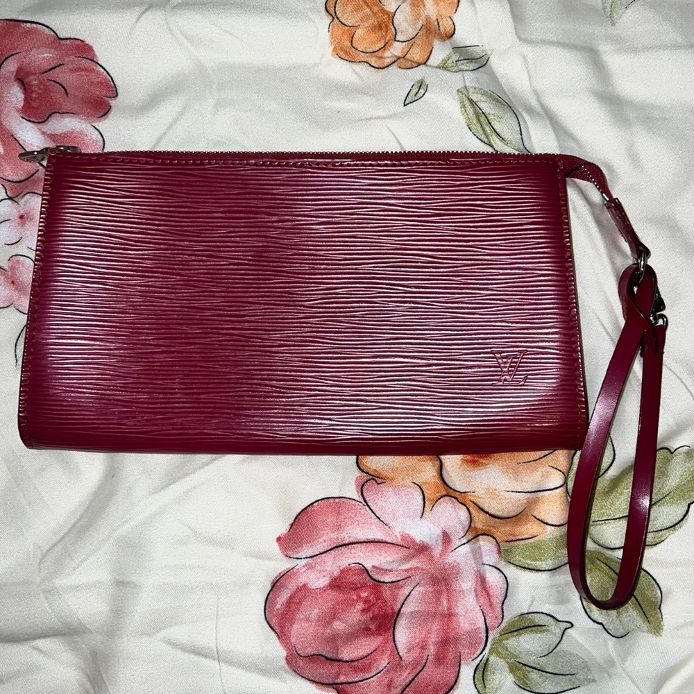 Louis Vuitton Red Epi Leather Clutch Wristlet